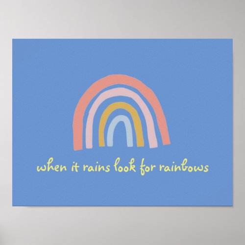 When It Rains Look For Rainbows Boho Poster