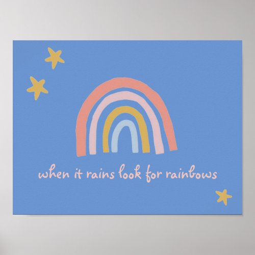 When It Rains Look For Rainbows Boho Poster