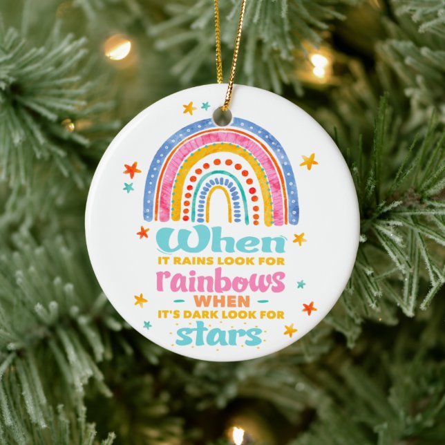When It Rains Look For Rainbows Ceramic Ornament (Tree)