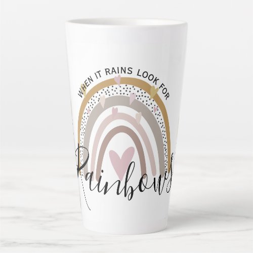 when it rains look for rainbows cute modern gift latte mug