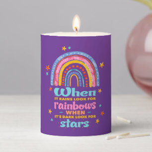 When It Rains Look For Rainbows Pillar Candle