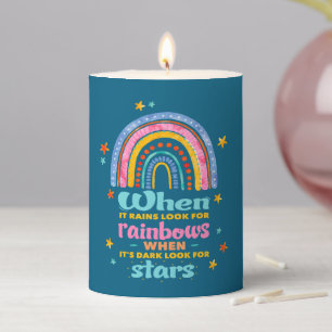 When It Rains Look For Rainbows Pillar Candle