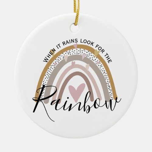when it rains look for the rainbow ceramic ornament