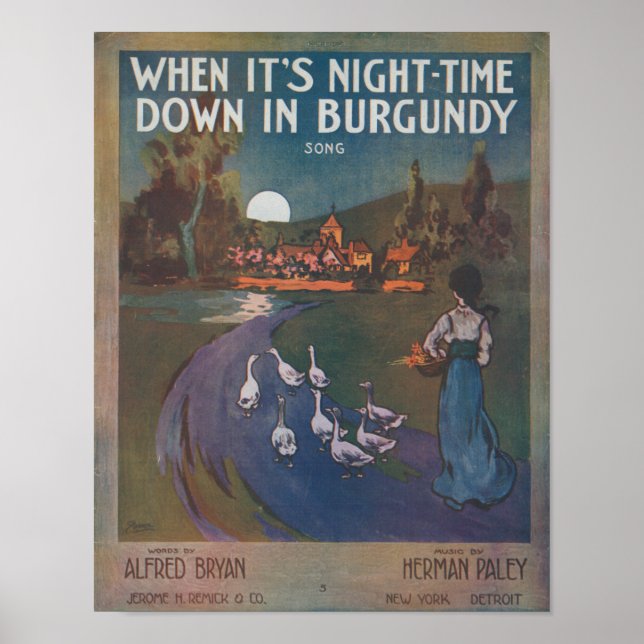 When It’s Night-Time Down In Burgundy Poster (Front)