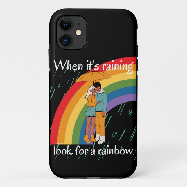 WHEN IT'S RAINING LOOK FOR A RAINBOW inspirational Case-Mate iPhone Case (Back)