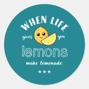 When Life Gives Lemon Make Lemonade Funny Summer Classic Round Sticker