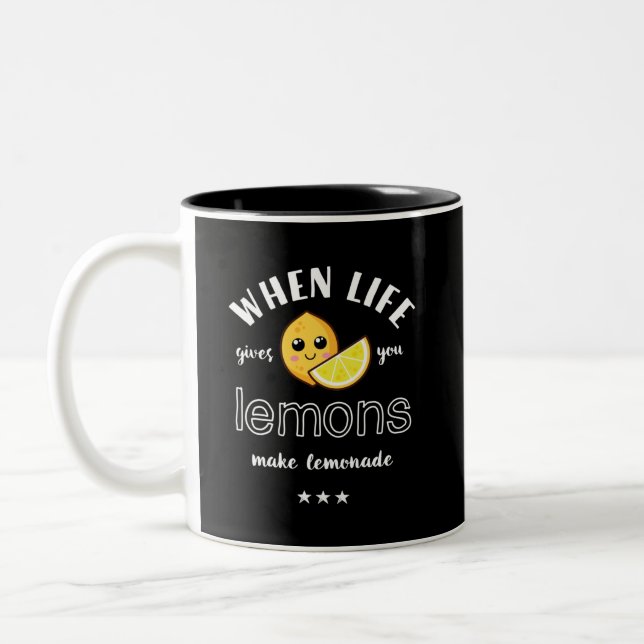 When Life Gives Lemon Make Lemonade Funny Summer Two-Tone Coffee Mug (Left)