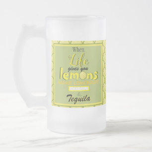 When life gives you lemons funny retro typography frosted glass beer mug