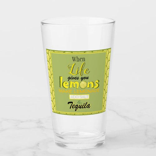 When life gives you lemons funny retro typography glass