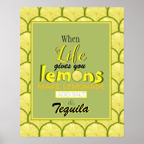 When life gives you lemons funny retro typography poster