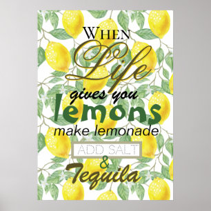 When life gives you lemons funny retro typography poster