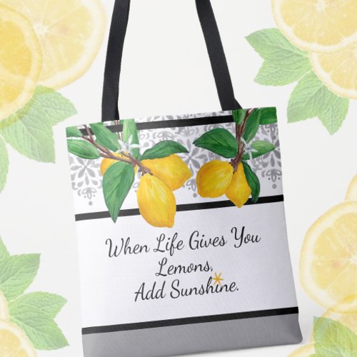 When Life Gives You Lemons | Gray Amalfi Lemon Tote Bag