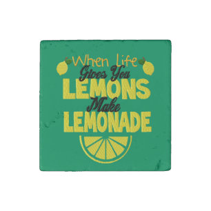 When Life Gives You Lemons (green background) Stone Magnet