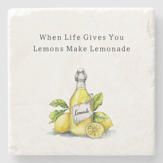 When Life Gives You Lemons Lemonade Stone Coaster (Front)
