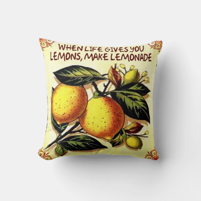 when life gives you lemons make lemonade throw pillow (Front)