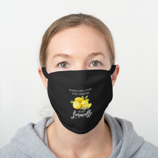 When Life Gives You Lemons Make Limoncello Blk Black Cotton Face Mask (Worn)