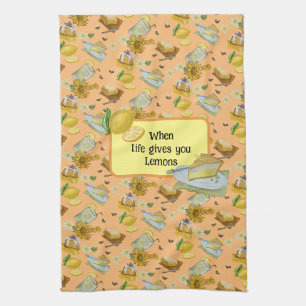 when life gives you lemons pattern kitchen towel