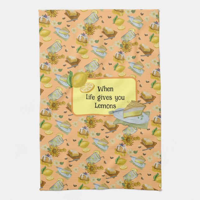 when life gives you lemons pattern kitchen towel (Vertical)