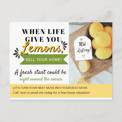 When Life Gives You Lemons Sell Your Home Real Announcement Postcard
