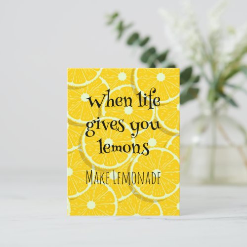 When Life Gives You Lemons Sunny Yellow Lemon  Postcard