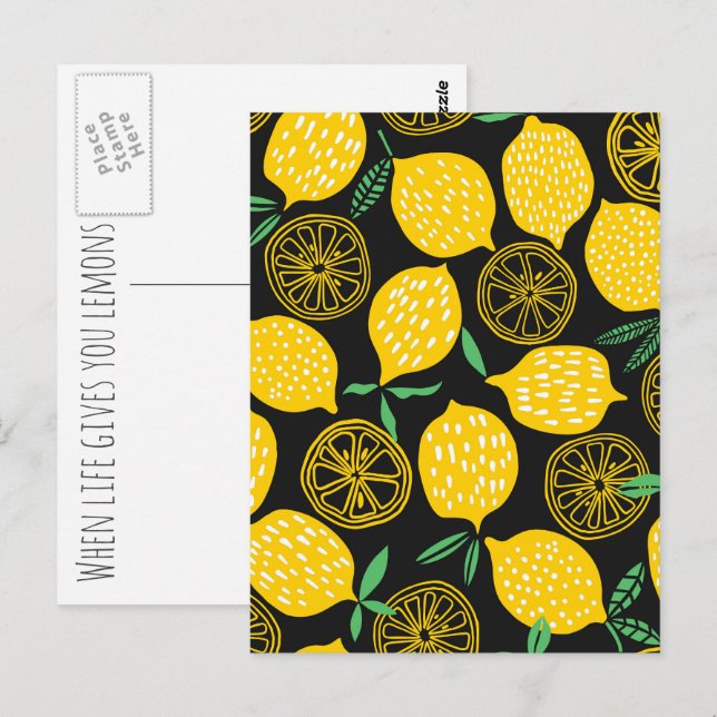 When Life Gives You Lemons Sunny Yellow Lemon Postcard (Front/Back)