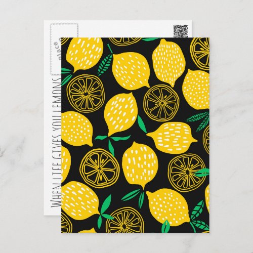 When Life Gives You Lemons Sunny Yellow Lemon Postcard
