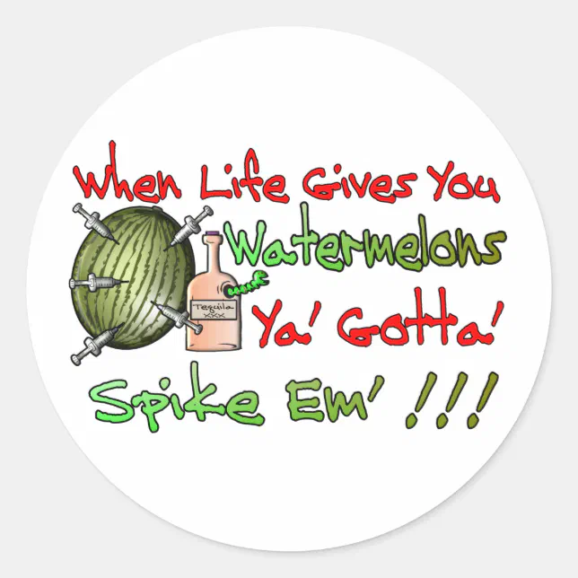 When Life Gives You Watermelons Classic Round Sticker Zazzle
