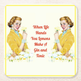 “When Life Hands You Lemons" 6 Square Paper Coaster
