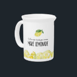 When life hands you lemons make lemonade beverage pitcher<br><div class="desc">Yellow, hand painted watercolor lemons makes for a fun pitcher design With the quote "when life hands you lemons, make lemonade". A nice ren=minder to use what you have to make something better. Fresh, clean, modern, and chic. Motivational, encouraging quote and life motto. Perfect for summer drinks and lemonade stands....</div>