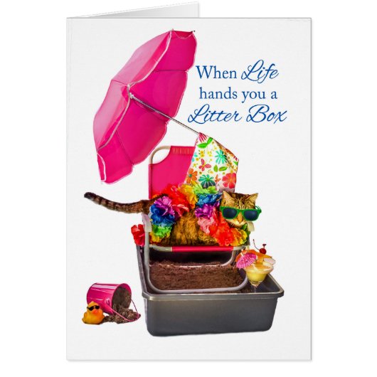 When Life Hands You Litter Box Funny Cat encourage Cards (Front)