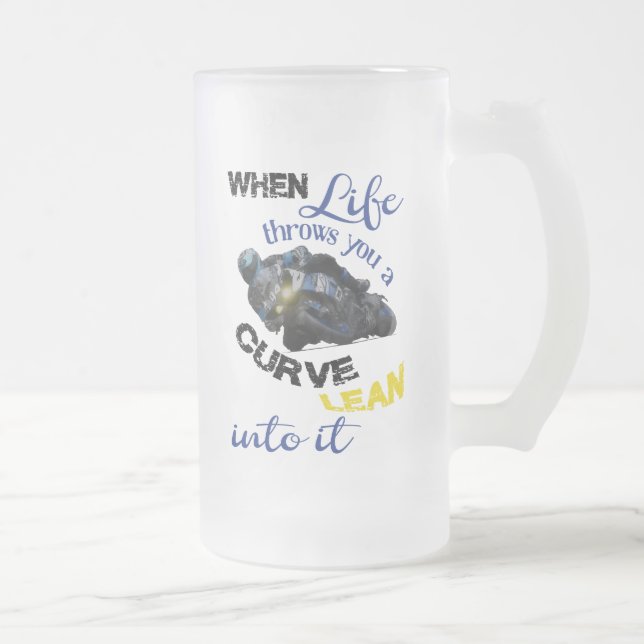 When life throws you a curve frosted glass beer mug (Right)