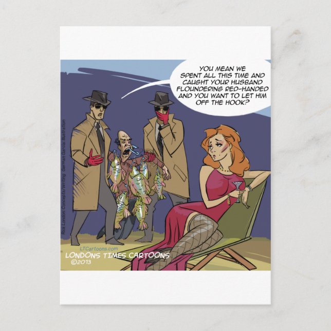 When Men Flounder Funny Postcard (Front)