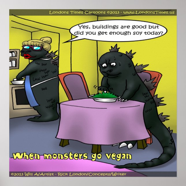 When Monsters Go Vegan Funny Poster (Front)
