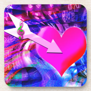 When Music arrow targeted heart Drink Coaster
