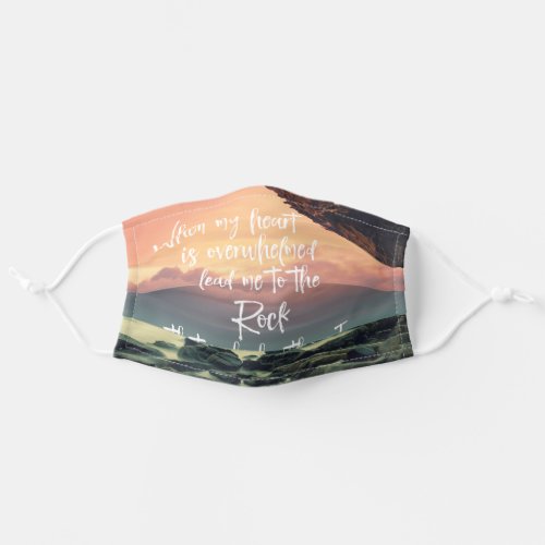When My Heart is Overwhelmed Bible Verse Adult Cloth Face Mask