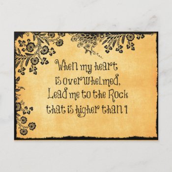 When My Heart Is Overwhelmed Bible Verse Postcard by Christian_Quote at Zazzle