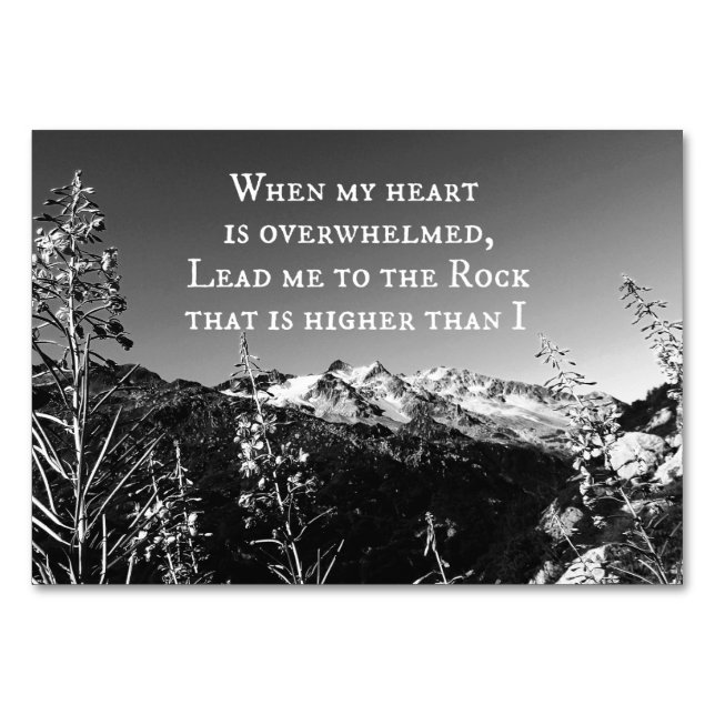 When My Heart is Overwhelmed Bible Verse Table Number (Back)