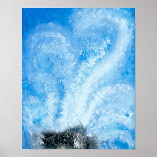 When ocean waves crash onto the shore watercolor   poster