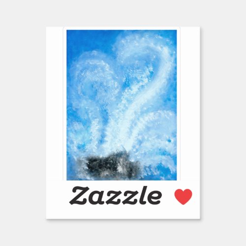 When ocean waves crash onto the shore watercolor  sticker