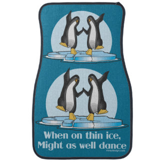 When On Thin Ice Penguins Funny Design Car Mat