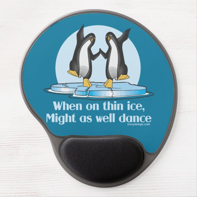 When On Thin Ice Penguins Funny Design Gel Mouse Pad (Front)