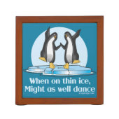 When On Thin Ice Penguins Funny Design Pencil/Pen Holder (Back)