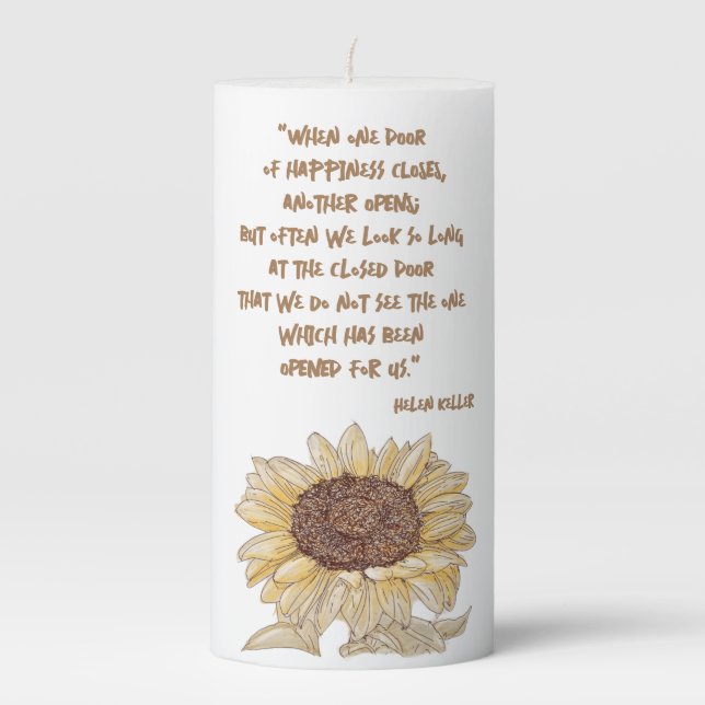 When One Door Closes Helen Keller Sunflower Candle (Front)