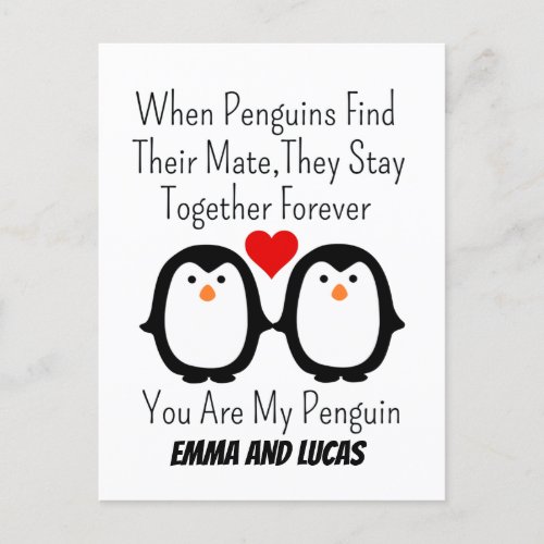 When Penguins Find Their Mate They Stay Together  Postcard