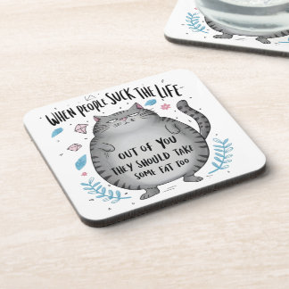 When People Suck Funny Cat Lover Gift  Beverage Coaster