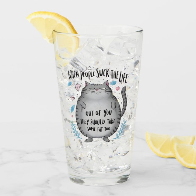When People Suck Funny Cat Lover Gift  Glass (Front Ice)