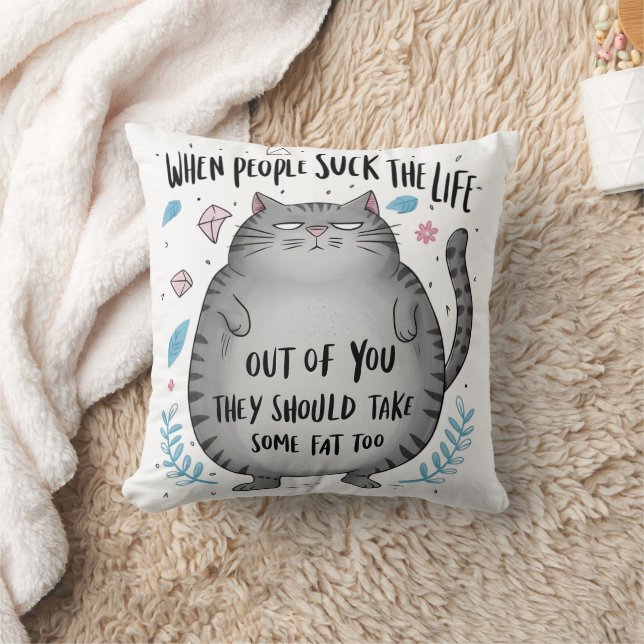 When People Suck Funny Cat Lover Gift  Throw Pillow (Blanket)