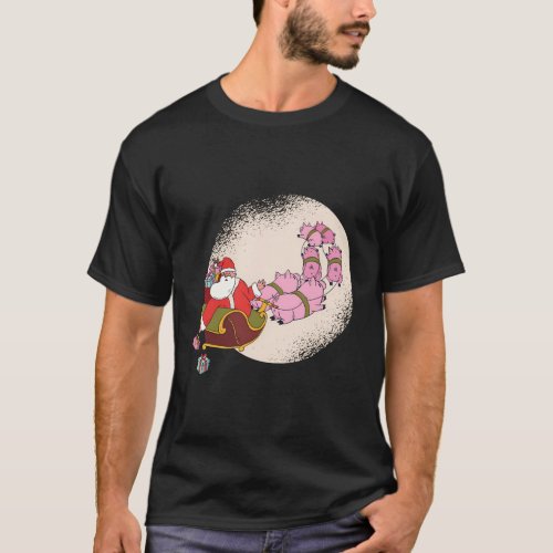 When Pig Fly Oinkers Pulling Sleigh T_Shirt