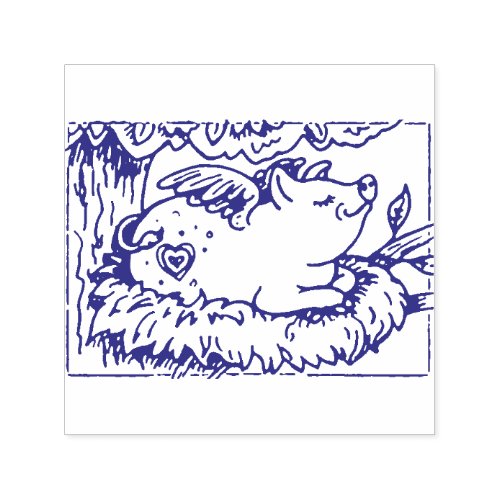 WHEN PIGLETS FLY THEY MAKE NESTS CUTE FLYING PIG SELF_INKING STAMP