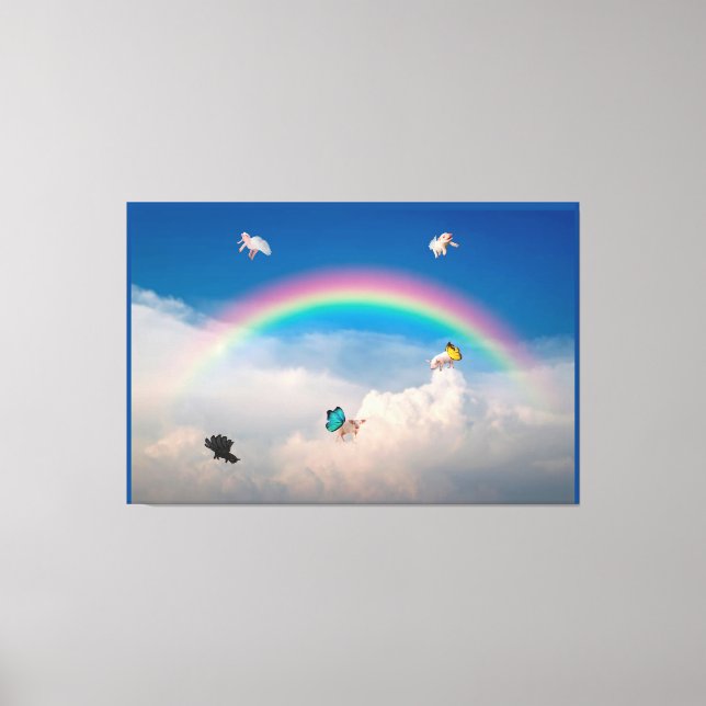 When Pigs Fly 2 Stretched Canvas Print (Front)